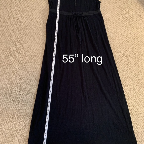 Women’s Large Eddie Bauer 100% Cotton, Black Maxi Dress w/Adjustable Waist Tie - Picture 13 of 15